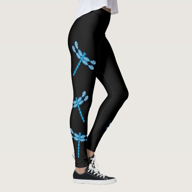 Infinity Dragonfly blue design Leggings (Right)