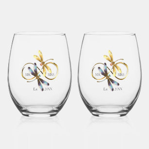 Infinity Dragonfly Stemless Wine Glass