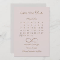 Infinity Dusty Pink Calendar Save The Date Wedding