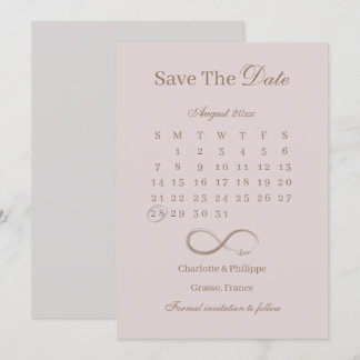 Infinity Dusty Pink Calendar Save The Date Wedding Invitation