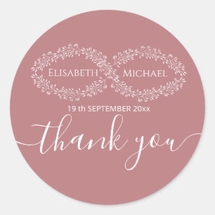 Infinity dusty rose botanical romantic elegant classic round sticker