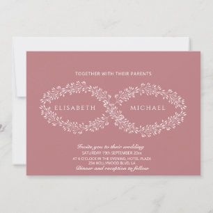 Infinity dusty rose botanical  romantic elegant invitation