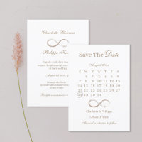 Infinity Gold White Calendar Save The Date Wedding