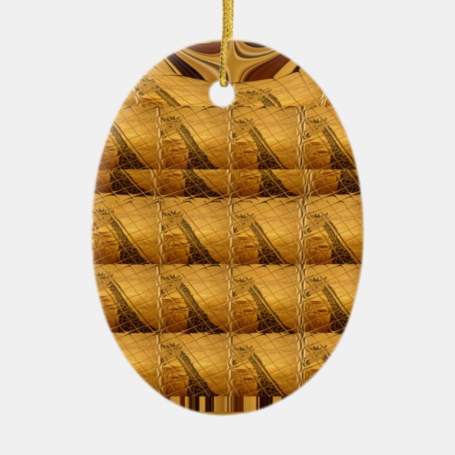 Infinity Golden Giraffe Animal Motif Art Print Ceramic Tree Decoration (Front)