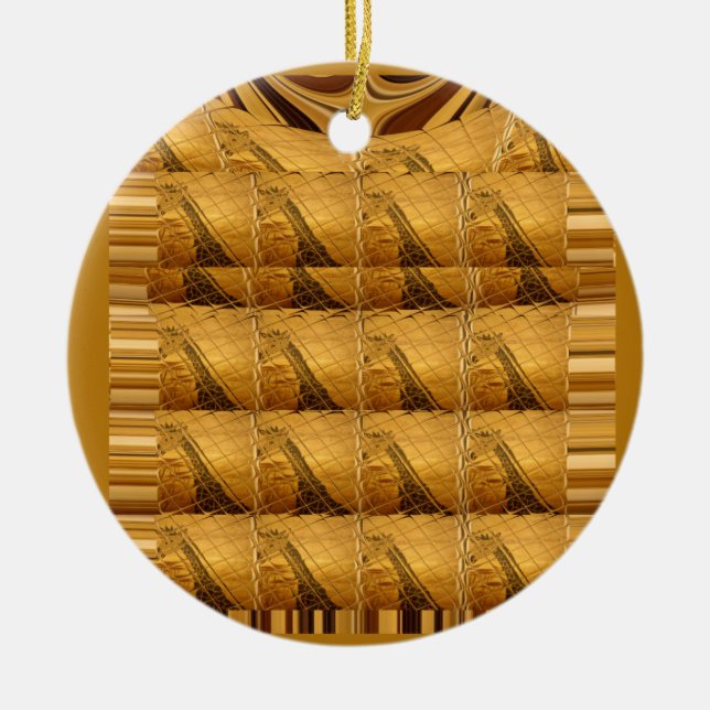 Infinity Golden Giraffe Animal Motif Art Print Ceramic Tree Decoration (Front)