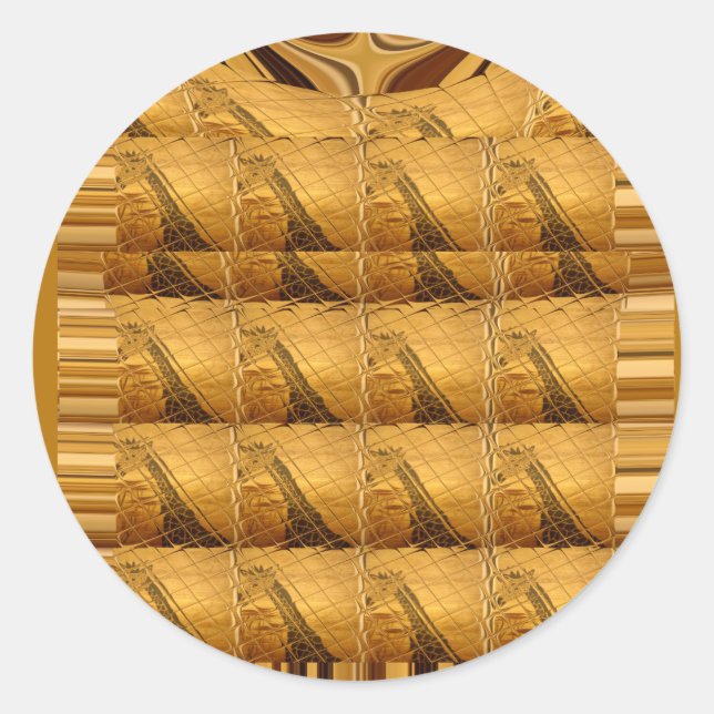 Infinity Golden Giraffe Animal Motif Art Print Classic Round Sticker (Front)