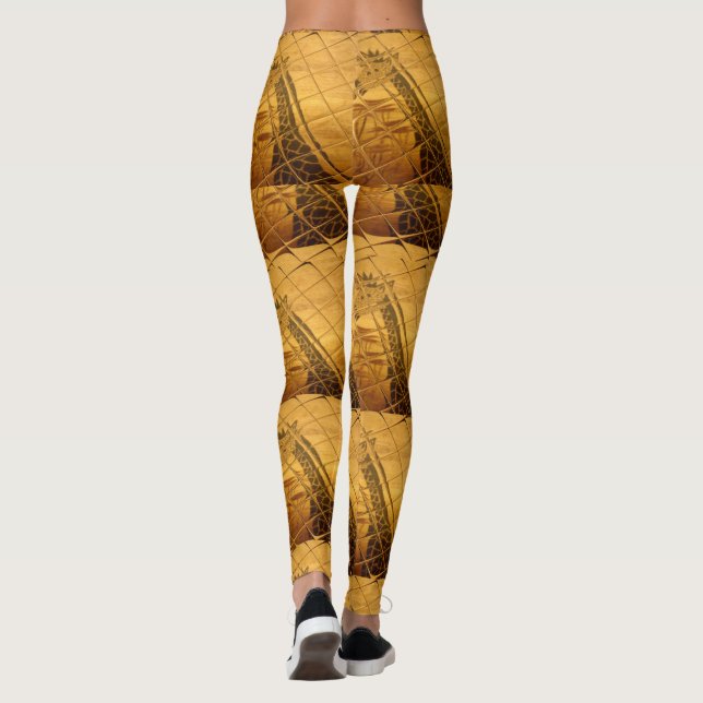 Infinity Golden Giraffe Animal Motif Art Print Leggings (Back)