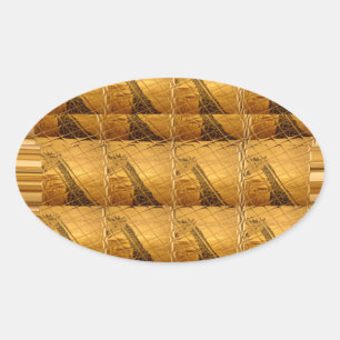 Infinity Golden Giraffe Animal Motif Art Print Oval Sticker