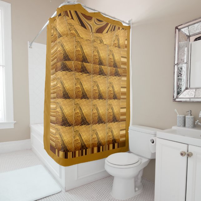 Infinity Golden Giraffe Animal Motif Art Print Shower Curtain (In Situ)