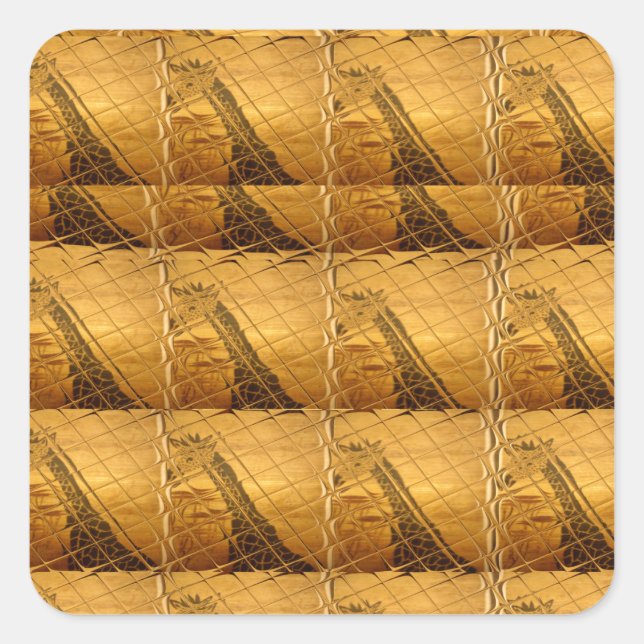 Infinity Golden Giraffe Animal Motif Art Print Square Sticker (Front)