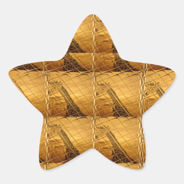 Infinity Golden Giraffe Animal Motif Art Print Star Sticker (Front)