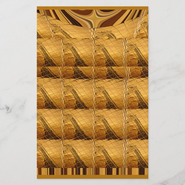 Infinity Golden Giraffe Animal Motif Art Print Stationery (Front)