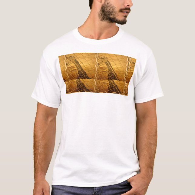 Infinity Golden Giraffe Animal Motif Art Print T-Shirt (Front)