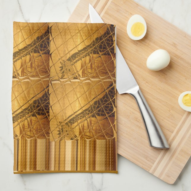 Infinity Golden Giraffe Animal Motif Art Print Tea Towel (Quarter Fold)