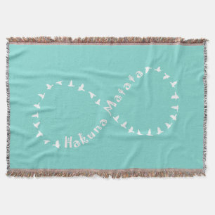 Infinity Hakuna Matata - Teal Blue and White Throw Blanket