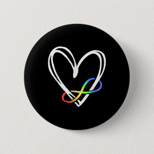 Infinity Heart Autism Awareness Love Needs No Word 6 Cm Round Badge