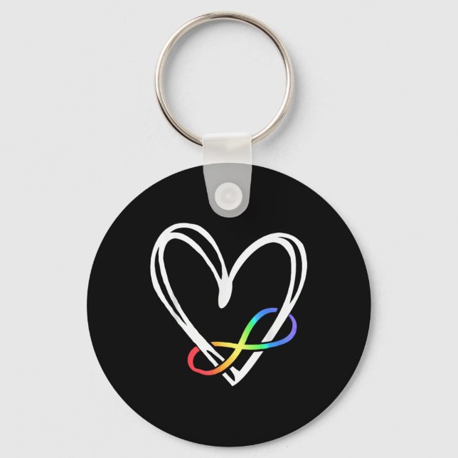 Infinity Heart Autism Awareness Love Needs No Word Key Ring (Front)