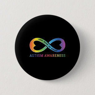 Infinity Heart Love Autism Awareness Needs No Word 6 Cm Round Badge