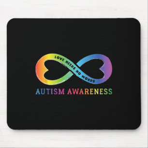Infinity Heart Love Autism Awareness Needs No Word Mouse Mat