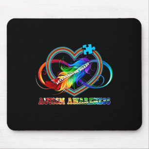 Infinity Heart Love Autism Awareness Needs No Word Mouse Mat