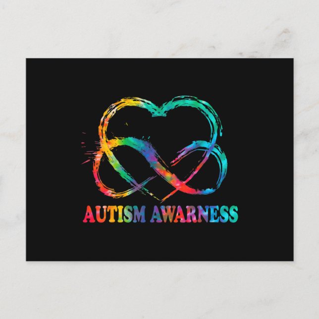 Infinity Heart Love Autism Awareness Needs No Word Postcard (Front)