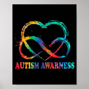 Infinity Heart Love Autism Awareness Needs No Word Poster