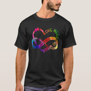 Infinity Heart Love Autism Awareness Needs No Word T-Shirt