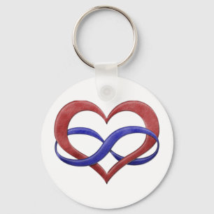 Infinity Heart Symbol Polyamory Pride Flag Colors Key Ring