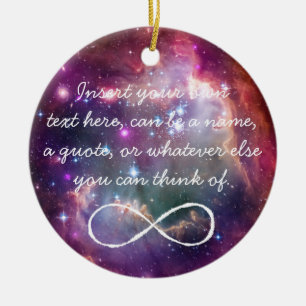 Infinity loop and galaxy space hipster background ceramic tree decoration