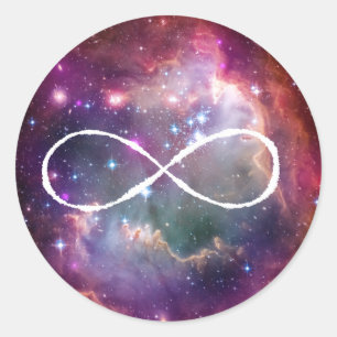 Infinity loop and galaxy space hipster background classic round sticker