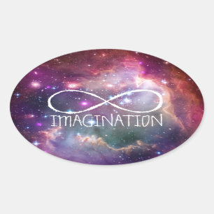 Infinity loop and galaxy space hipster background oval sticker