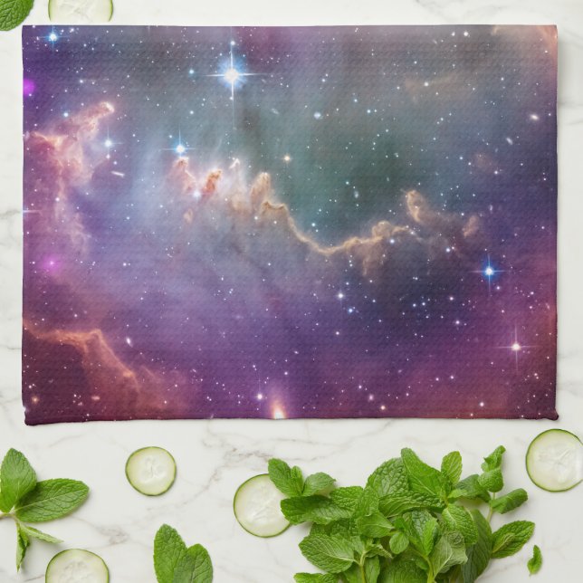 Infinity loop and galaxy space hipster background tea towel (Folded)