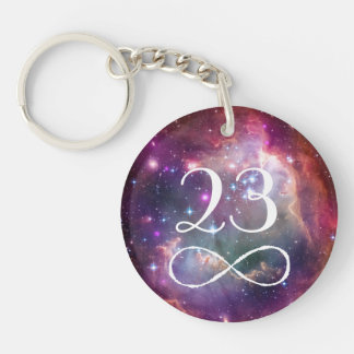 Infinity loop and galaxy space hipster monogram key ring