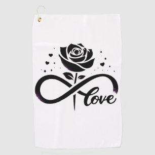 Infinity Love Black Rose - Eternal Romantic Love D Golf Towel