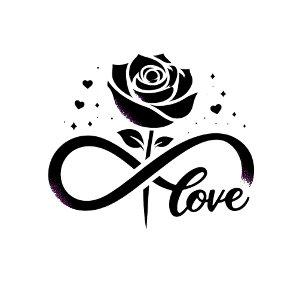 Infinity Love Black Rose - Eternal Romantic Love D Key Ring