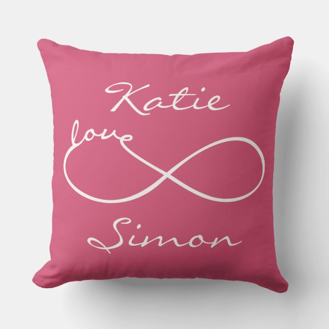 Infinity Love Lemniscate white + your backgr. Cushion (Front)