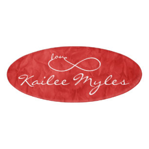 Infinity Love Lemniscate white + your backgr. Name Tag