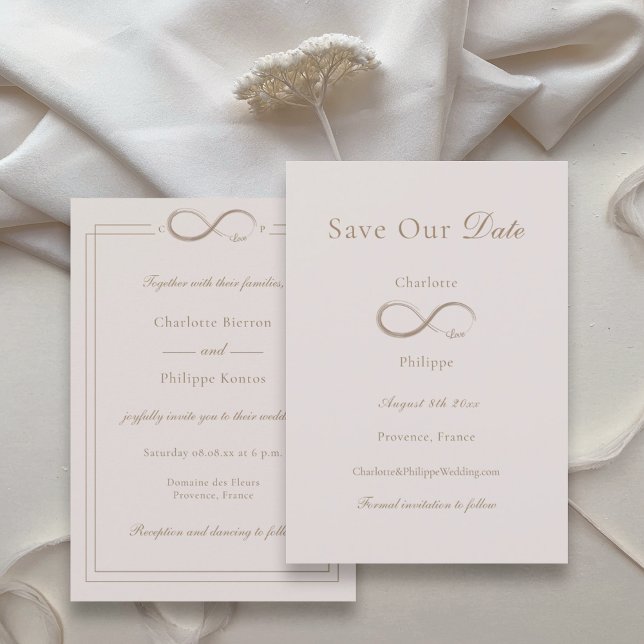 Infinity Love Light Pink Save Our Date Wedding  Invitation (Creator Uploaded)