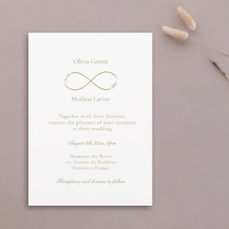 Infinity Love Monogram Elegant White Wedding Invitation