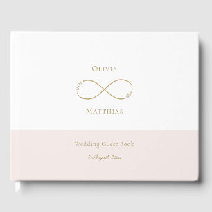 Infinity Love Monogram White Blush Elegant Wedding Guest Book