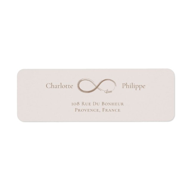Infinity Love Pink Gold Wedding Address Label  (Front)