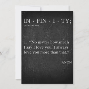 INFINITY Love you more Dictionary Definition CARD