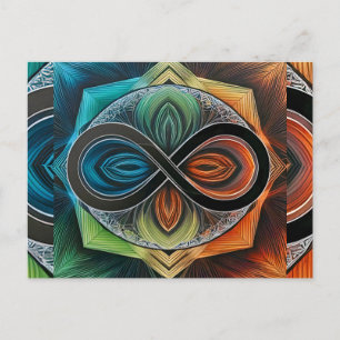 Infinity Mandala African Tribal Mask Abstract  Postcard
