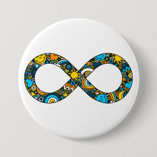 Infinity Neurodiverse Doodle AroAce Pride Flag 7.5 Cm Round Badge
