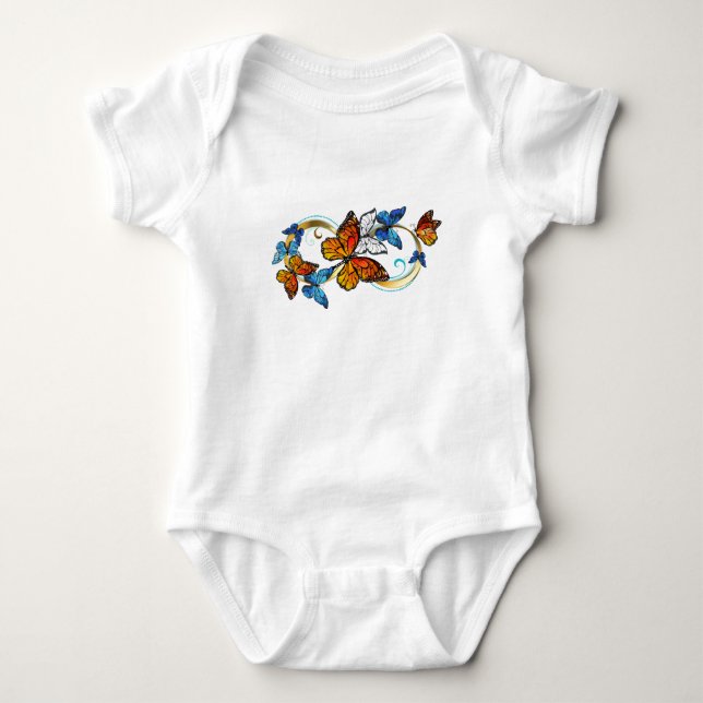 Infinity of Monarch Butterflies Baby Bodysuit (Front)