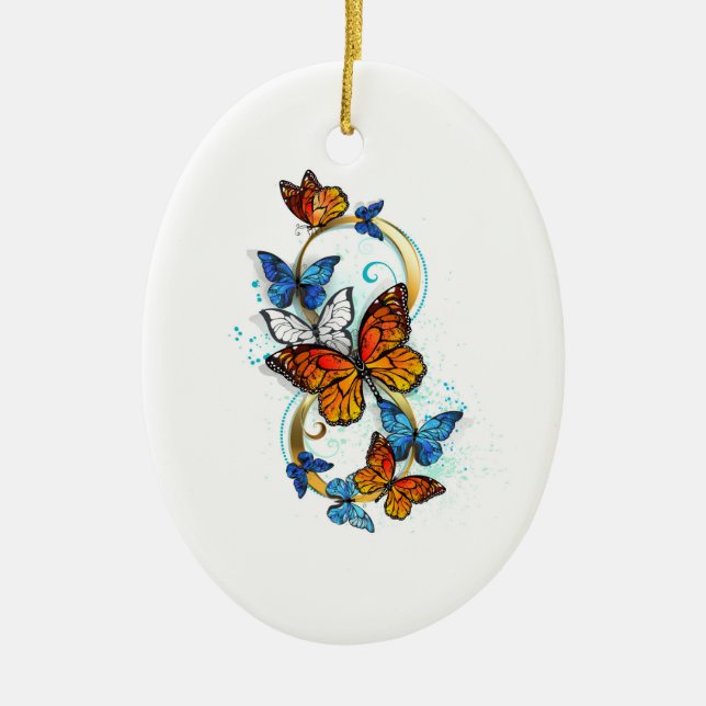 Infinity of Monarch Butterflies Ceramic Tree Decoration (Front)