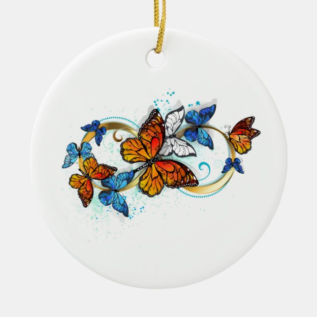 Infinity of Monarch Butterflies Ceramic Tree Decoration (Front)
