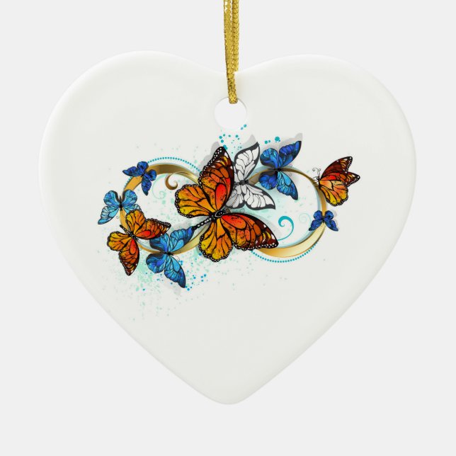 Infinity of Monarch Butterflies Ceramic Tree Decoration (Front)
