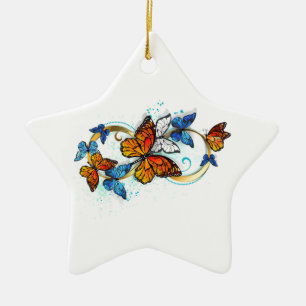 Infinity of Monarch Butterflies Ceramic Tree Decoration