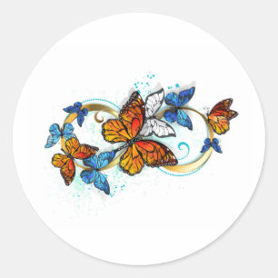 Infinity of Monarch Butterflies Classic Round Sticker